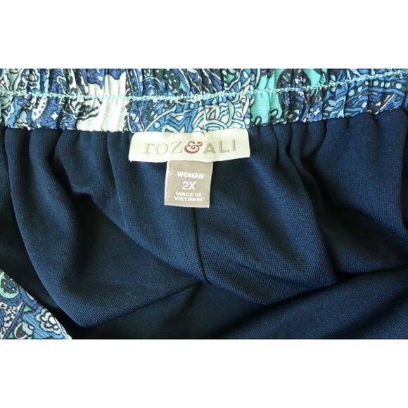 Roz & Ali Womens Maxi Skirt 2X Lined Paisley Blue Boho Festive - Picture 6 of 9